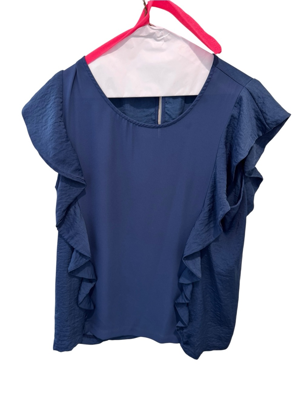 Halogen Navy Ruffle Sleeve Blouse